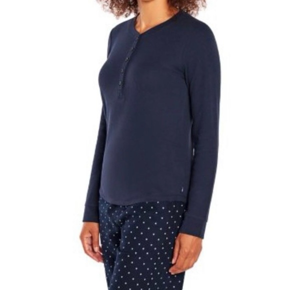 Gap Waffle Knit‎ Thermal Henley Pajama Top Sleep Shirt Size Small Navy Blue NWT - Picture 1 of 15